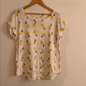 Lemon Print White Short Sleeve Tee